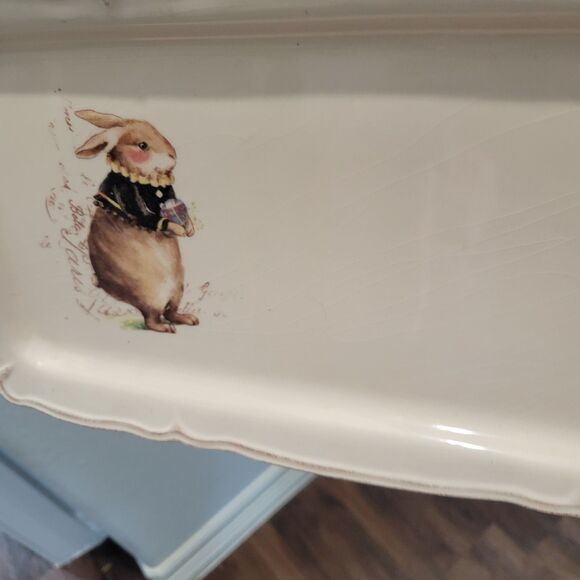 Vintage Spring Rae Dunn By Magenta Paris Rabbit Tray Rare READ Charming Cottage - Picture 9 of 9